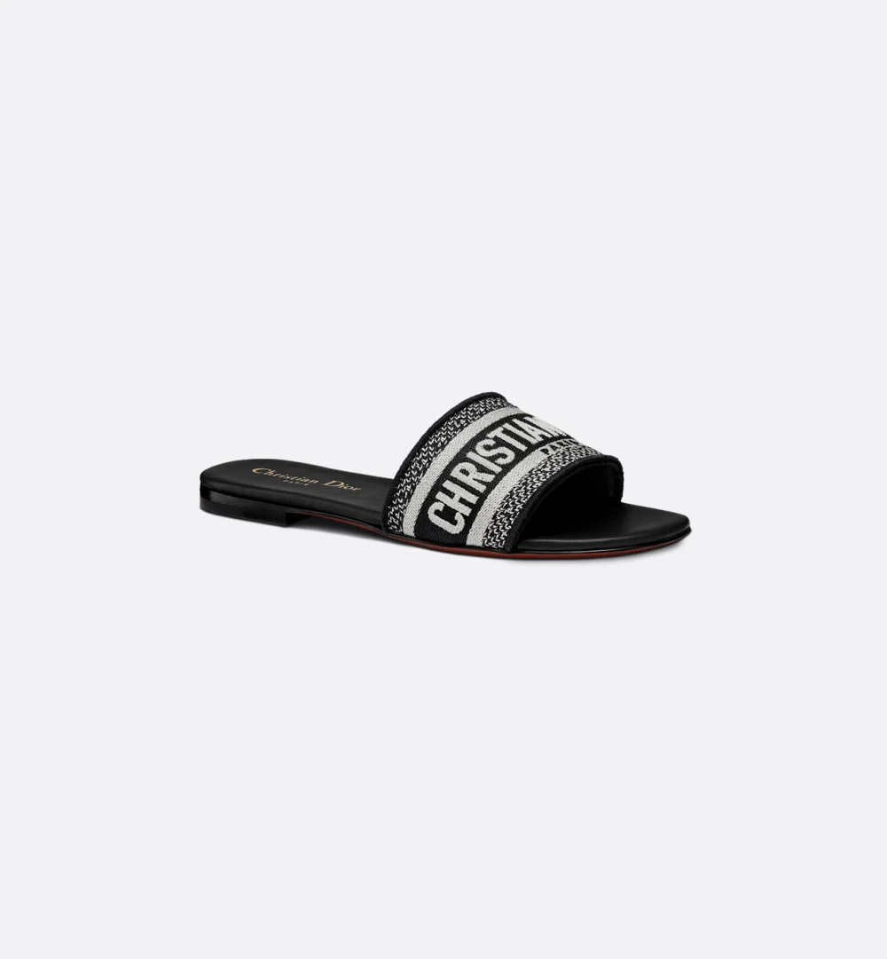 Maison D. Embroidered Strap Slide Sandal