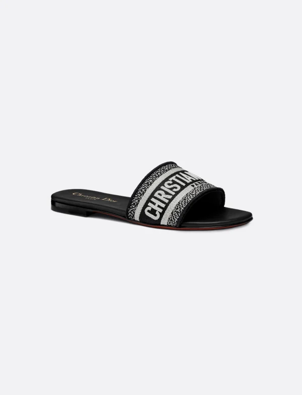 Maison D. Embroidered Strap Slide Sandal
