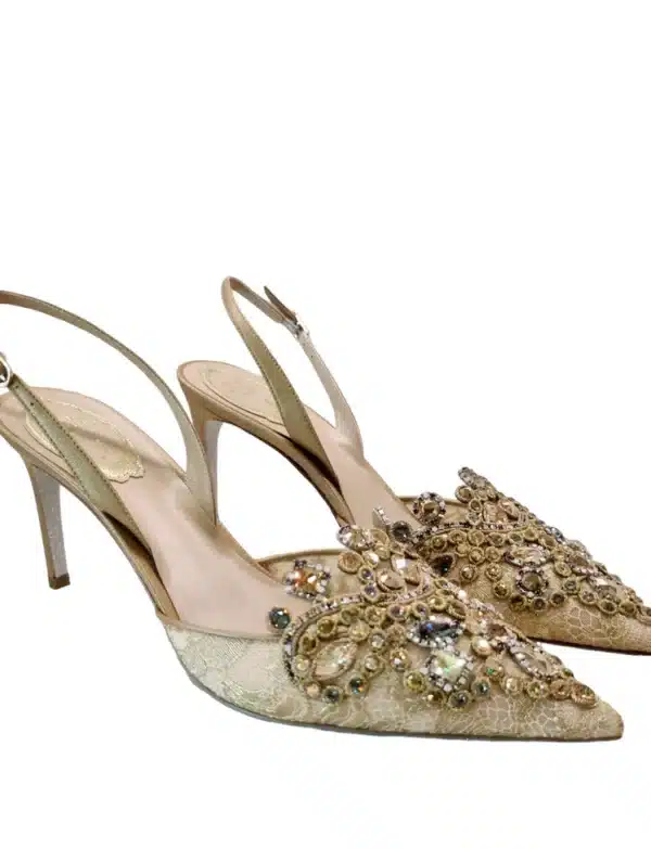 RCV Atelier Satin Heels with Diamond-Style Studs