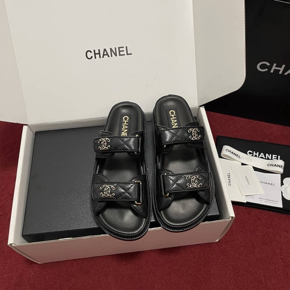 Maison C. Quilted Strap Slide Sandals