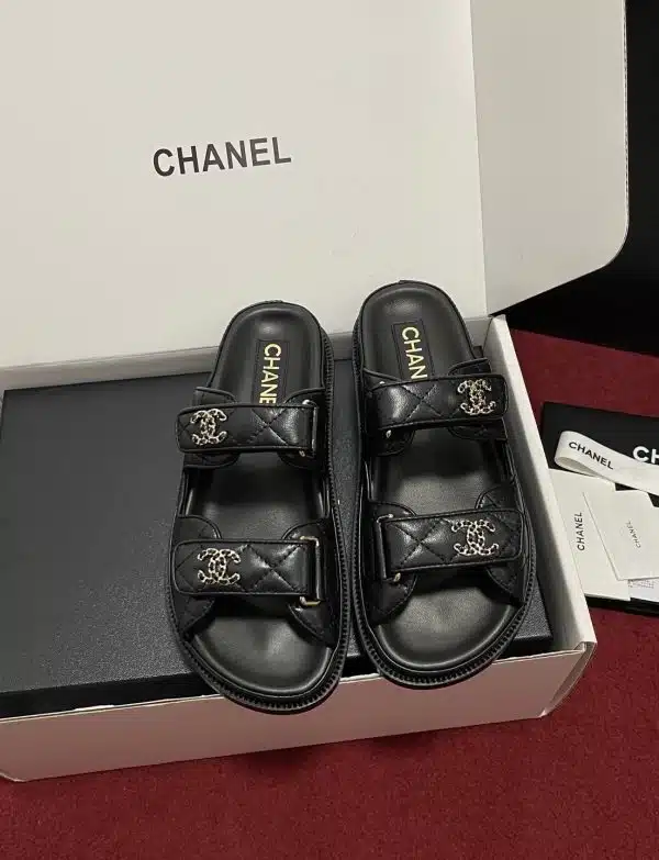 Maison C. Quilted Strap Slide Sandals